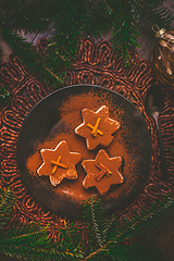 Image showing Christmas cinnamon ice dessert in star shape