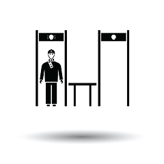 Image showing Stadium metal detector frame with inspecting fan icon