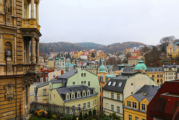 Image showing Cityscape of Karlovy Vary in autumn time, Czech Republic