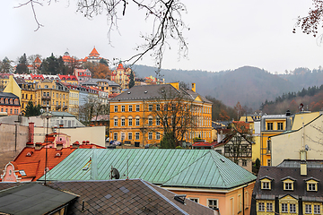 Image showing Cityscape of Karlovy Vary in the autumn time, Czech Republic