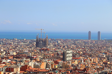 Image showing Beautiful view of Barcelona with famous Sagrada Familia church, 