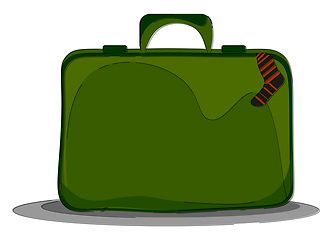 Image showing A green easy to carry suitcase vector or color illustration