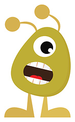 Image showing A green monster with open mouth vector or color illustration