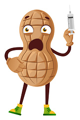 Image showing Peanut with injection, illustration, vector on white background.