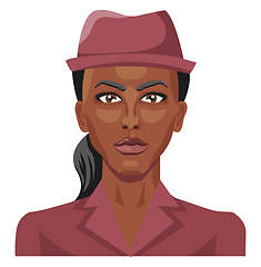 Image showing Pretty african girl wearing a hat illustration vector on white b