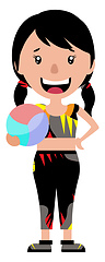 Image showing High school girl holding a ball illustration vector on white bac
