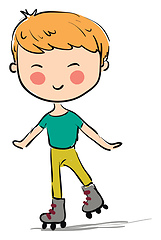 Image showing Kid learning how to skate vector illustration 