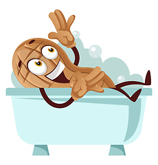Image showing Peanut taking a bath, illustration, vector on white background.