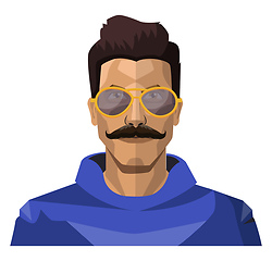 Image showing Handsome guy with moustaches and sunglasses illustration vector 