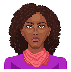 Image showing Pretty afro girl with curly hair illustration vector on white ba