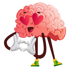 Image showing Brain is in love, illustration, vector on white background.