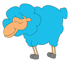 Image showing Sleeping blue lamb vector or color illustration