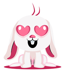 Image showing White bunny in love illustration vector on white background