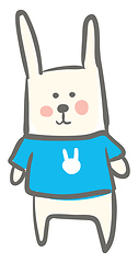Image showing A rabbit with blue t-shirt vector or color illustration