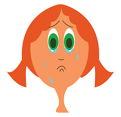 Image showing Green eyed girl crying vector illustation 