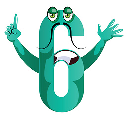Image showing Number six green monster illustration vector on white background