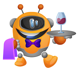 Image showing Robot as a waiter illustration vector on white background