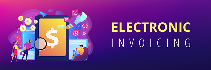 Image showing E-invoicing concept banner header.