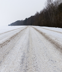 Image showing Road in winter, a close-up