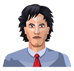 Image showing Handsome guy with long black hair illustration vector on white b