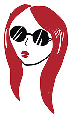 Image showing A girl in red hair wearing black glasses vector or color illustr