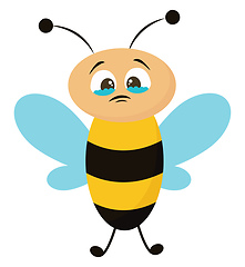 Image showing A sad bee vector or color illustration