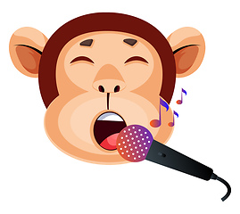 Image showing Monkey is singing, illustration, vector on white background.
