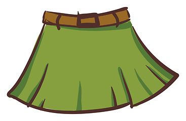 Image showing A trendy green skirt with brown belt vector or color illustratio