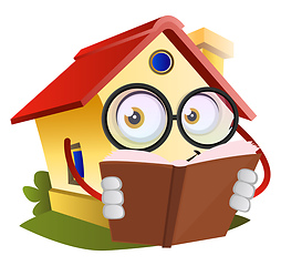 Image showing House is reading a book, illustration, vector on white backgroun