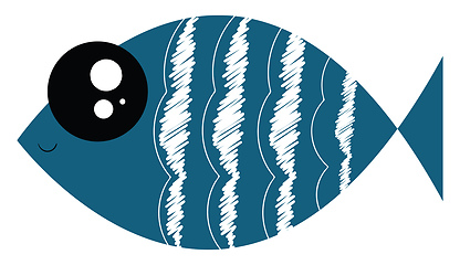 Image showing Portrait of a blue fish over blue background vector or color ill