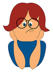 Image showing A small girl wearing big glasses vector or color illustration