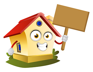 Image showing House is holding sign, illustration, vector on white background.
