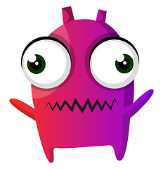 Image showing Purple monster with big eyes illustration vector on white backgr