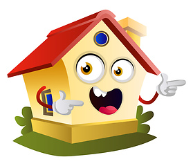 Image showing House is pointing with fingers, illustration, vector on white ba