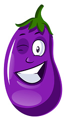 Image showing Brinjal winking illustration vector on white background