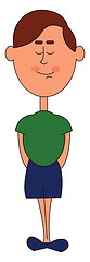 Image showing Cartoon character of a smiling boy in a green shirt vector or co