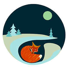 Image showing Sleeping fox vector or color illustration