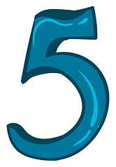 Image showing Clipart number-5 in blue color vector or color illustration