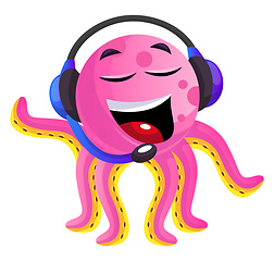 Image showing Pink octopus operator illustration vector on white background