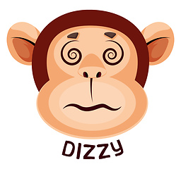 Image showing Monkey is feeling dizzy, illustration, vector on white backgroun