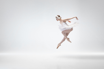 Image showing Young graceful ballerina on white studio background