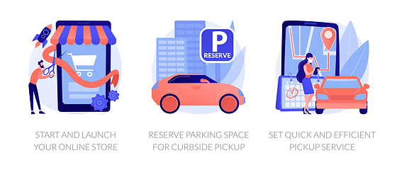 Image showing Online store pickup service abstract concept vector illustrations.