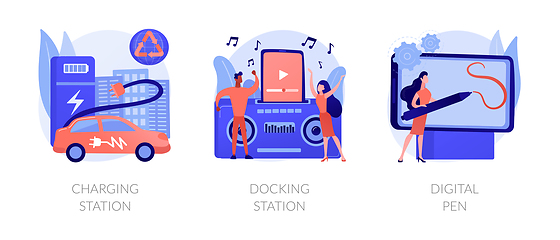 Image showing Electronic device use and charge abstract concept vector illustrations.