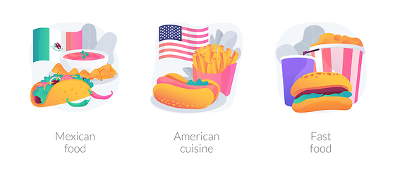 Image showing American food abstract concept vector illustrations.