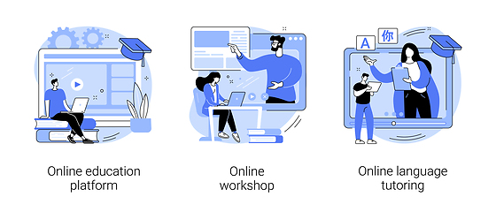 Image showing Distance web learning abstract concept vector illustrations.