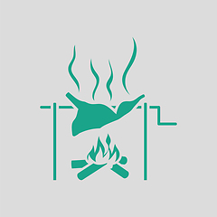 Image showing Roasting meat on fire icon