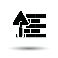 Image showing Icon of brick wall with trowel