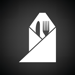 Image showing Fork and knife wrapped napkin icon