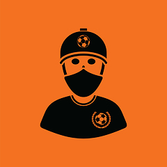 Image showing Football fan with covered  face by scarf icon