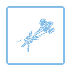 Image showing Tulips bouquet icon with tied bow